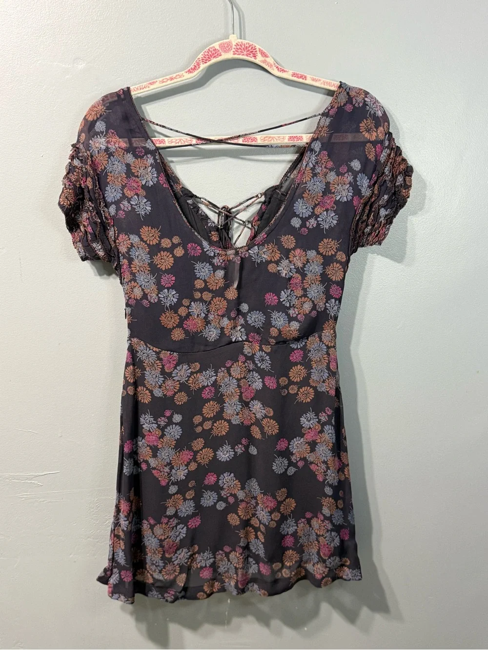 FREE PEOPLE Yours Truly Floral Slip Boho Babydoll Sundress Women’s Dress Size‎ 0